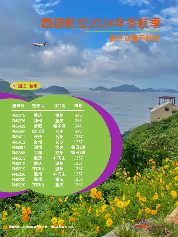 西部航空2024冬航季加大海南运力投入助推海南自贸港建设(图2)