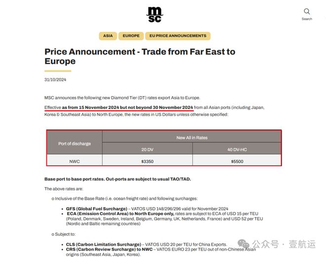 MSC、达飞、赫伯罗特推涨欧地线美元？丨壹航运(图1)